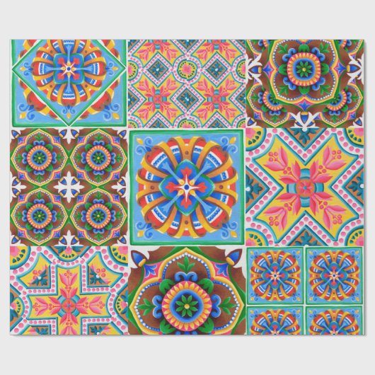 Keramische tegels, majolica, ornamentabstract, ara cadeaupapier (Vlak)