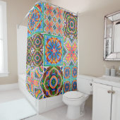 Keramische tegels, majolica, ornamentabstract, ara douchegordijn (In situ)