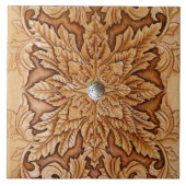 Keramische tegels met bekleed leder tegeltje (Voorkant)