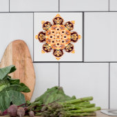 Keramische tegels met bruin, goud en sinaasappel tegeltje