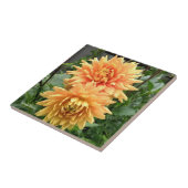 Keramische tegels met oranje dahlia's met regendru tegeltje (Zijkant)
