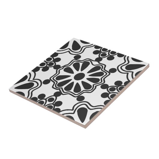 Keramische Tegels - Mexican Pattern B/W Tegeltje (Zijkant)