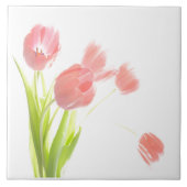 Keramische tegels Roze Tulp flower Retroof trivet  Tegeltje (Voorkant)