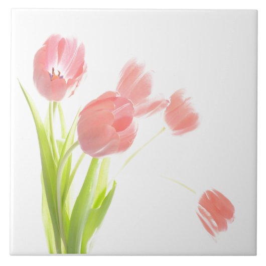 Keramische tegels Roze Tulp flower Retroof trivet Tegeltje (Voorkant)