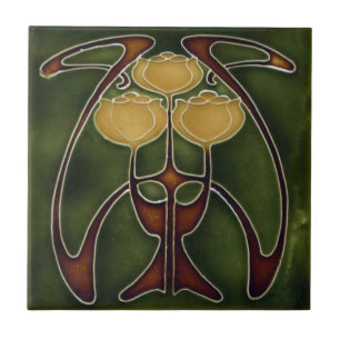Keramische Tegels - Tulpen Art Nouveau Reproductie Tegeltje