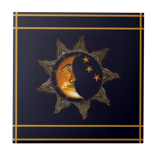 Keramische tegels van zon, maan & sterren tegeltje (Voorkant)