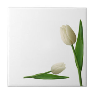 Keramische tegels — witte tegels — Floral Tegeltje