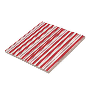 Keramische tegelstrip rood & witte streep tegeltje