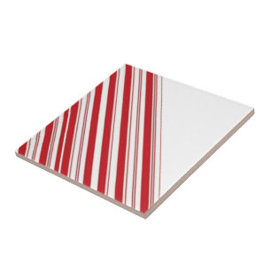 Keramische tegelstrip rood & witte streep tegeltje