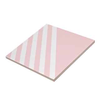 Keramische tegelstrip roze & witte streep tegeltje