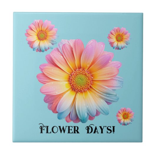 Keramische Tegeltjes Onderzetters (Bloemendag) (Voorkant)