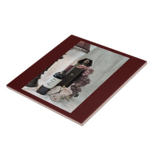 Keramische tegelwijn, -druiven en -Rozen Tegeltje