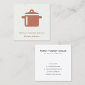 KERAMISCHE TERRACOTTA RUST POT MEAL CHEF CATERING VIERKANTE VISITEKAARTJE (Voorkant / Achterkant)