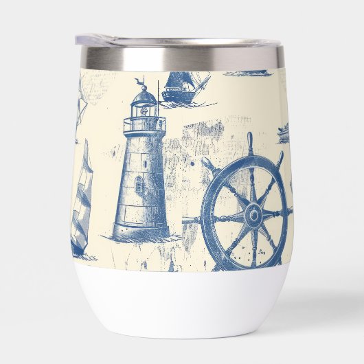 Keramische Thermos Mok met Marine Elements (Rechts)