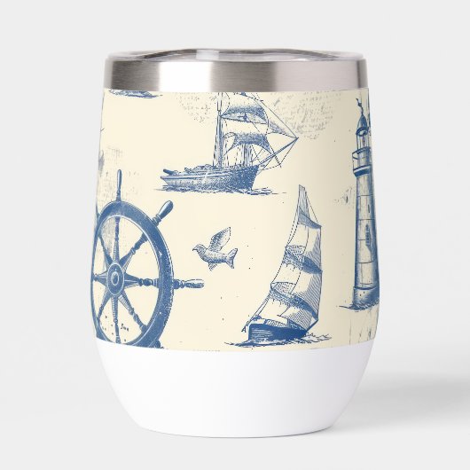 Keramische Thermos Mok met Marine Elements (Achterkant)