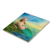 Keramische 'Tile fantasy'-zeemeermin bij zonsonder Tegeltje (Zijkant)