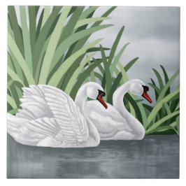 Keramische Tile Swan Art Tegeltje