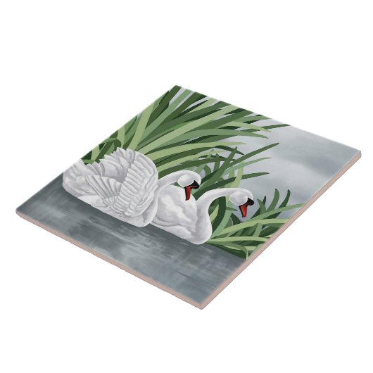 Keramische Tile Swan Art Tegeltje (Zijkant)