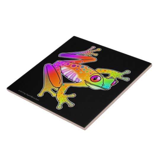 KERAMISCHE TILEN, TRIVETS - FROG POP ART TEGELTJE (Zijkant)