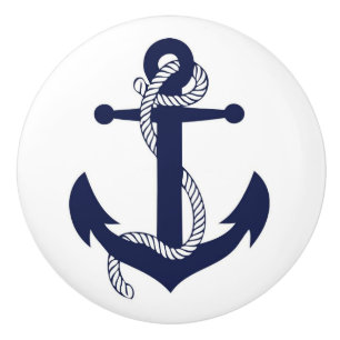Keramische trek/deurknoppen - Maritiem anker & tou Knop