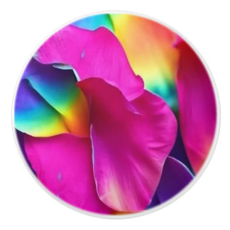 Keramische Trek - Rosie Regenboog Bloemblaadjes Keramische Knop