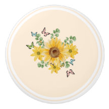 Keramische trekknop bloemenvlinder