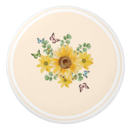 Keramische trekknop bloemenvlinder knop