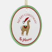 Keramische versiering met Alpaca-kerstronde Keramisch Ornament (Rechts)