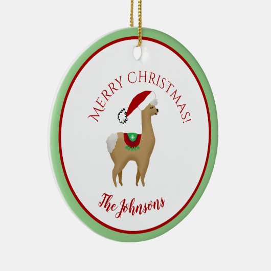 Keramische versiering met Alpaca-kerstronde Keramisch Ornament (Rechts)