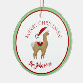 Keramische versiering met Alpaca-kerstronde Keramisch Ornament (Links)