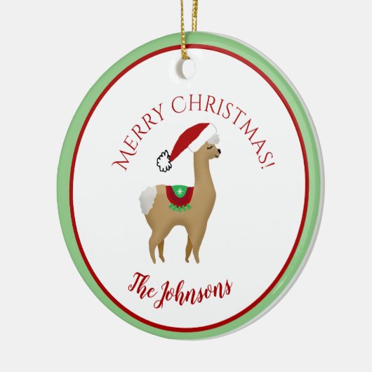 Keramische versiering met Alpaca-kerstronde Keramisch Ornament (Links)