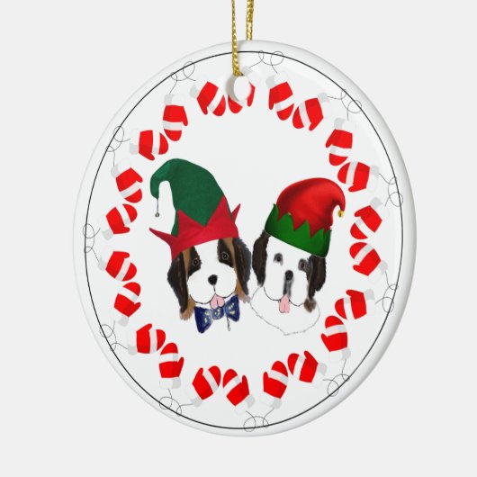 Keramische versiering met St. Bernard Elves Keramisch Ornament (Links)