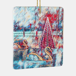 Keramische versiering voor zwan en kerstbomen keramisch ornament