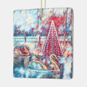 Keramische versiering voor zwan en kerstbomen keramisch ornament (Links)