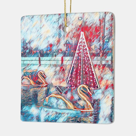 Keramische versiering voor zwan en kerstbomen keramisch ornament (Links)