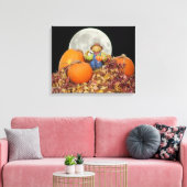 Keramische vogelverschrikker koning op zijn pompoe canvas afdruk (Insitu (Woonkamer))