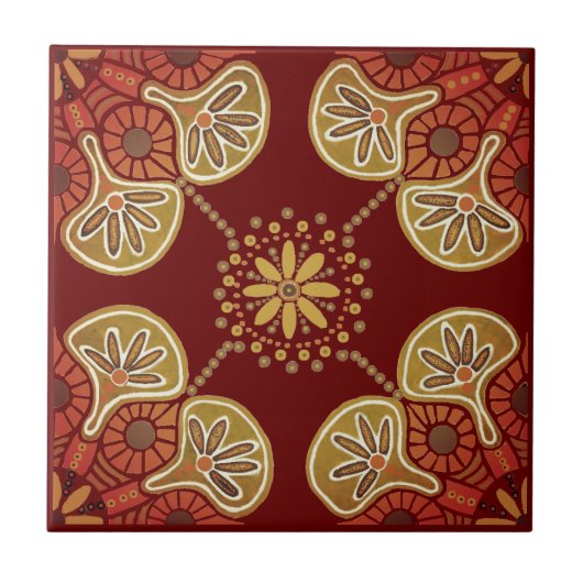 Keramische wijnmedaillons oker op Tegel Tegeltje (Voorkant)