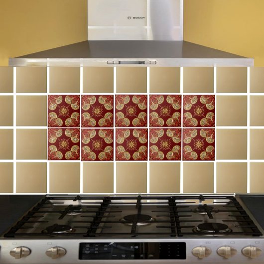 Keramische wijnmedaillons oker op Tegel Tegeltje