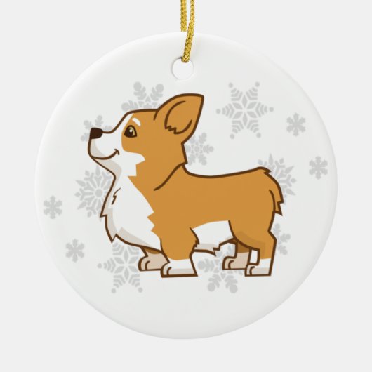 Keramische Winter Corgi Ornament (Voorkant)