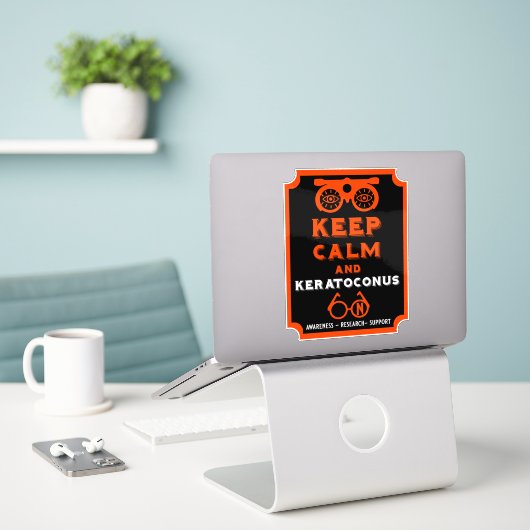 Keratoconus ondersteuning en bewustwording sticker (Laptop op bureau)