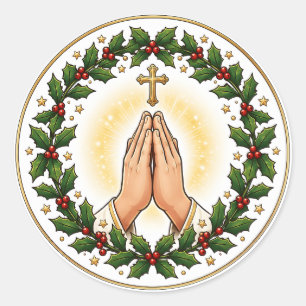 Kerbishanden Kerstmis Hulst Krans Keramiek Ronde Sticker