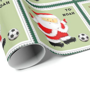 Kerel Eerste Kerstmis Voetbal Inpakpapier