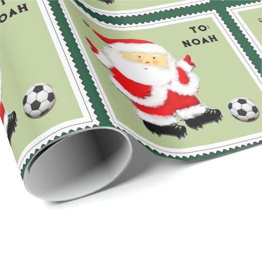Kerel Eerste Kerstmis Voetbal Inpakpapier (Rol Hoek)