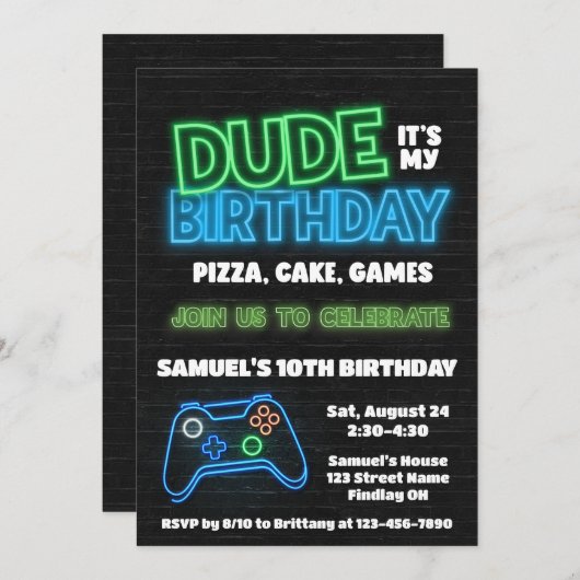 Kerel Het is mijn verjaardag Pizza Cake Games Part Kaart (Voorkant / Achterkant)