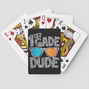 Kerel van de eerste klas gaat weer naar school lee pokerkaarten