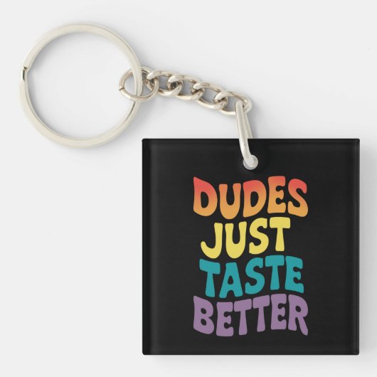 Kerels Smaken gewoon beter Gay Pride Vintage Sleutelhanger (Voorkant)