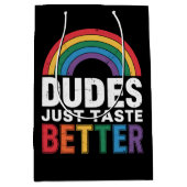 Kerels Smaken gewoon beter Grappig Gay Pride LGBTQ Medium Cadeauzakje (Voorkant)