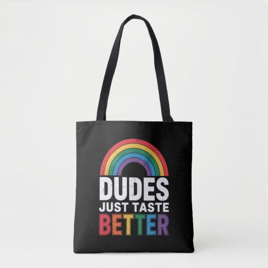 Kerels Smaken gewoon beter Grappig Gay Pride LGBTQ Tote Bag (Voorkant)