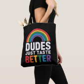 Kerels Smaken gewoon beter Grappig Gay Pride LGBTQ Tote Bag (Dichtbij)