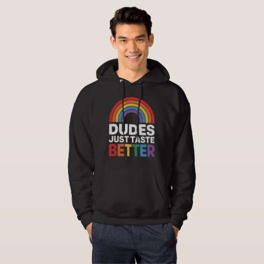 Kerels Smaken Gewoon Beter Grappig Gay Rainbow LGB Hoodie (Voorkant volledig)